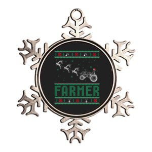 Farmer Tractors Ugly Christmas Xmas Sweater Metallic Star Ornament