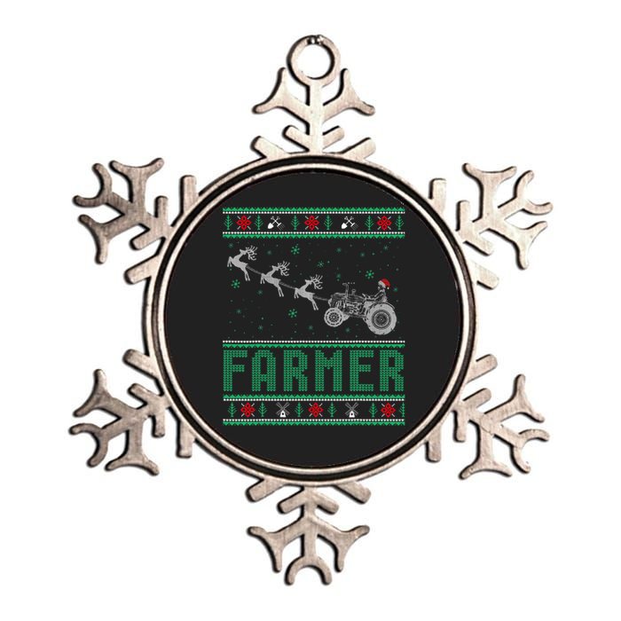 Farmer Tractors Ugly Christmas Xmas Sweater Metallic Star Ornament