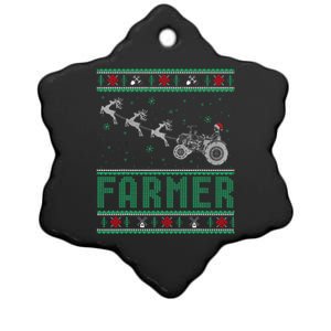 Farmer Tractors Ugly Christmas Xmas Sweater Ceramic Star Ornament