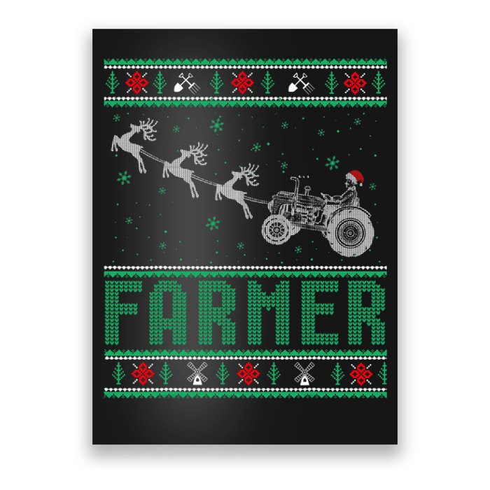 Farmer Tractors Ugly Christmas Xmas Sweater Poster