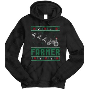 Farmer Tractors Ugly Christmas Xmas Sweater Tie Dye Hoodie