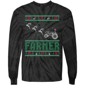 Farmer Tractors Ugly Christmas Xmas Sweater Tie-Dye Long Sleeve Shirt