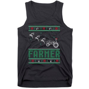 Farmer Tractors Ugly Christmas Xmas Sweater Tank Top