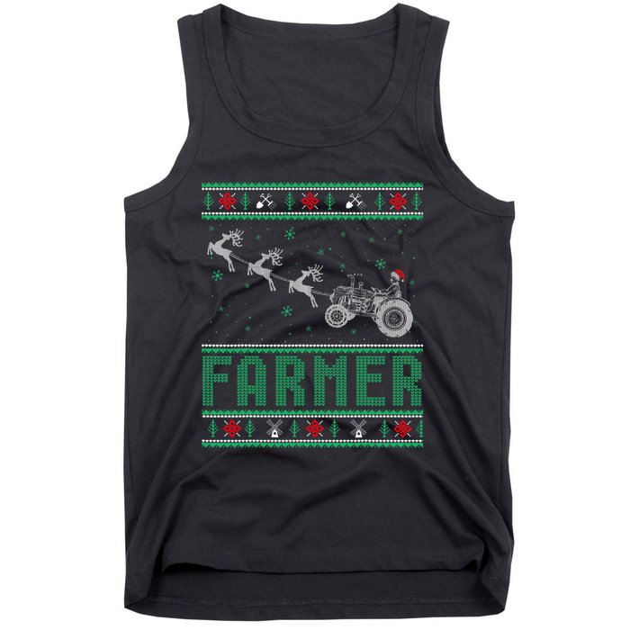 Farmer Tractors Ugly Christmas Xmas Sweater Tank Top