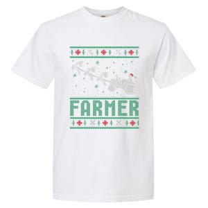 Farmer Tractors Ugly Christmas Xmas Sweater Garment-Dyed Heavyweight T-Shirt