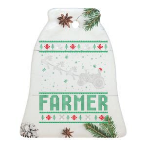 Farmer Tractors Ugly Christmas Xmas Sweater Ceramic Bell Ornament