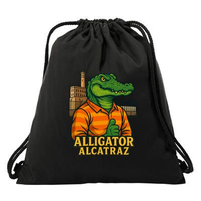 Funny Thumbs Up Alligator Alcatraz Drawstring Bag