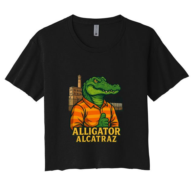 Funny Thumbs Up Alligator Alcatraz Women's Crop Top Tee