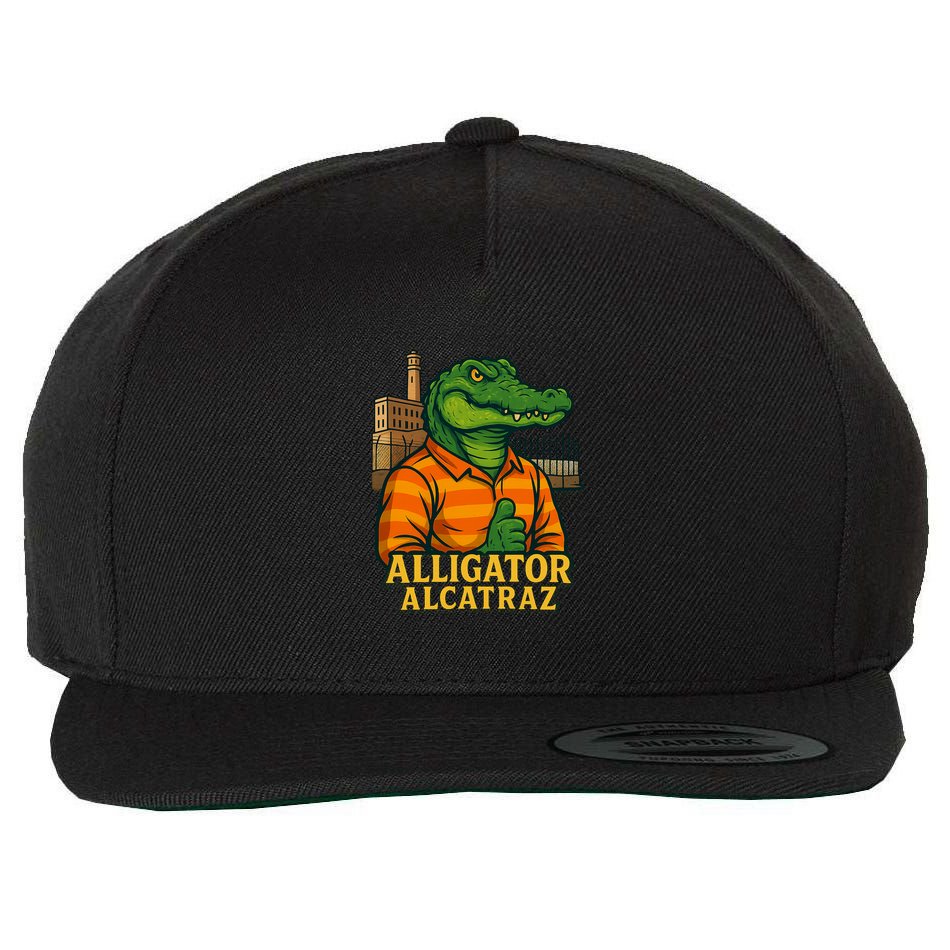 Funny Thumbs Up Alligator Alcatraz Wool Snapback Cap