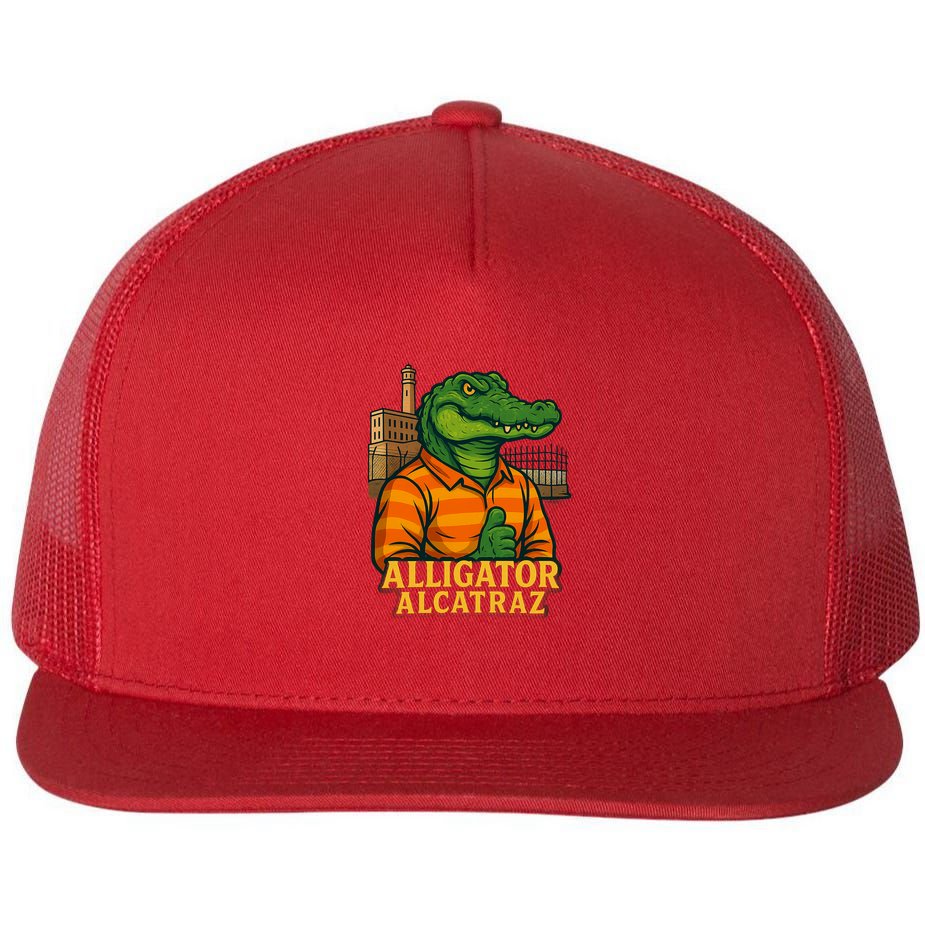 Funny Thumbs Up Alligator Alcatraz Flat Bill Trucker Hat