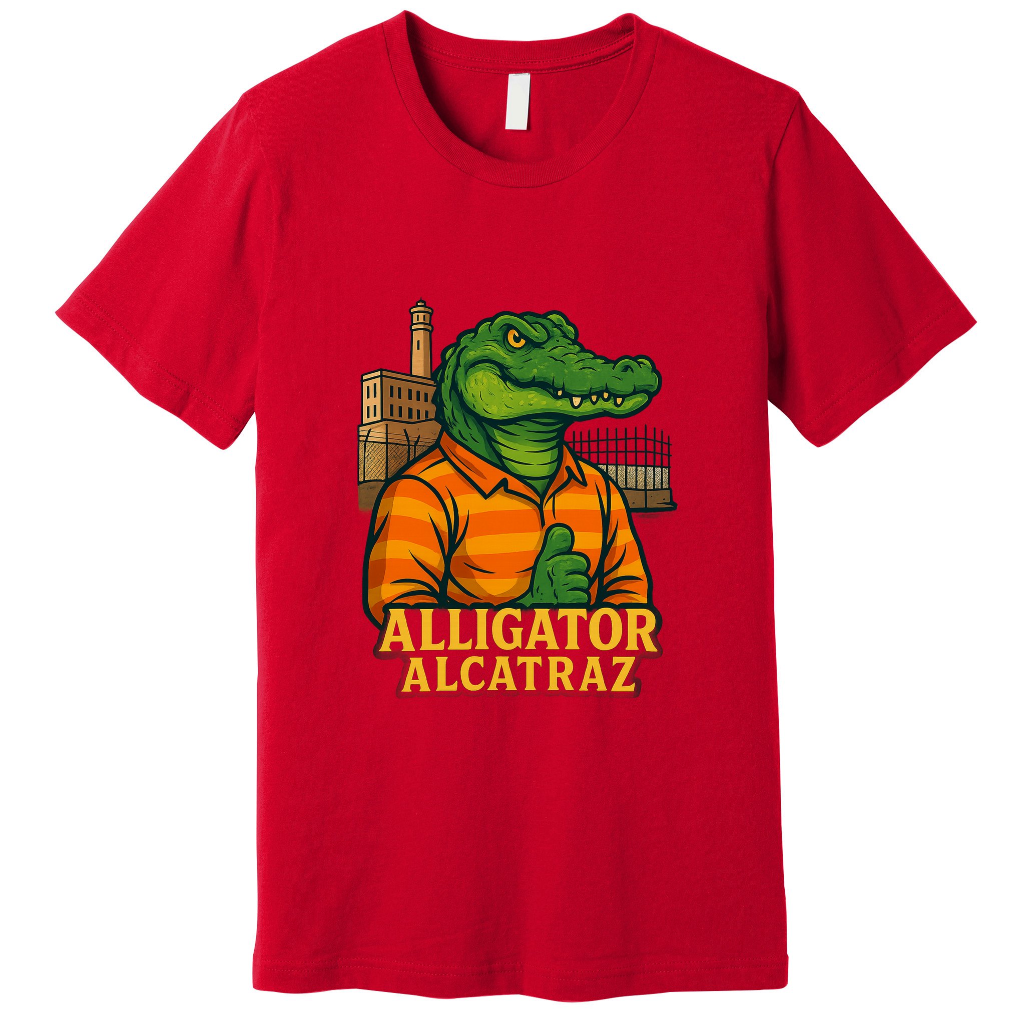 Funny Thumbs Up Alligator Alcatraz Premium T-Shirt