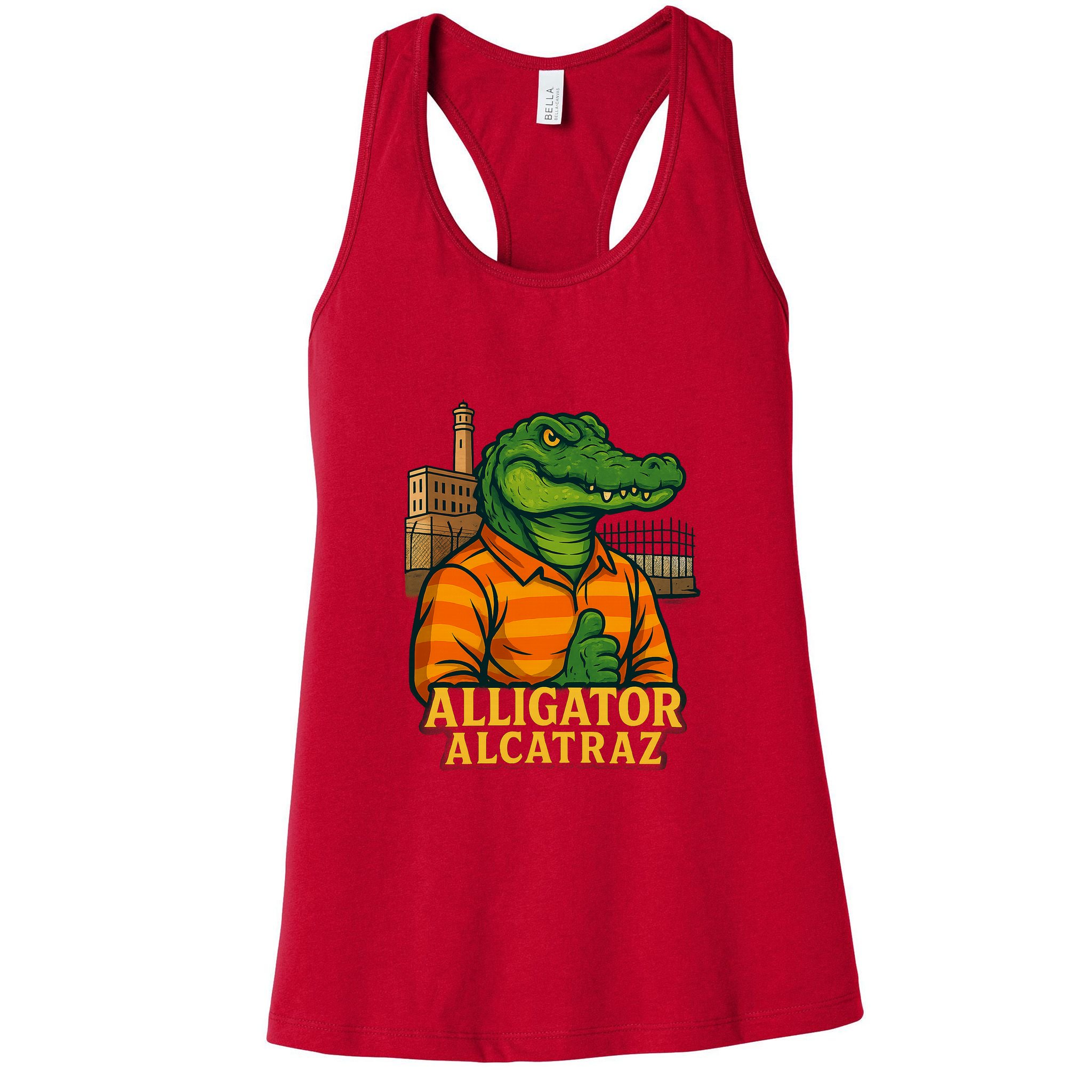 Funny Thumbs Up Alligator Alcatraz Womens Tank Top