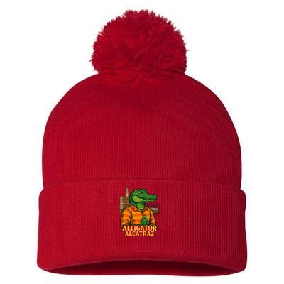 Funny Thumbs Up Alligator Alcatraz Pom Pom 12in Knit Beanie