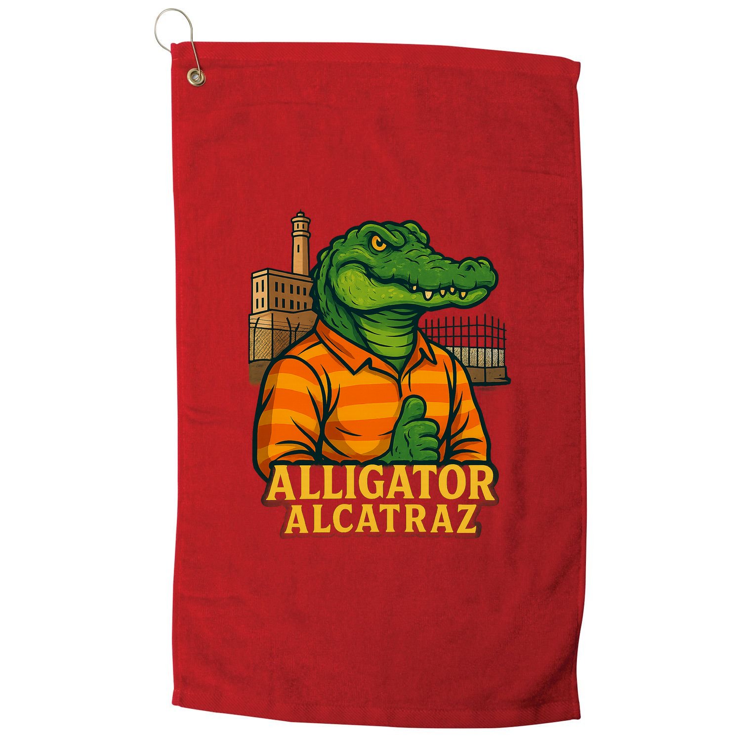 Funny Thumbs Up Alligator Alcatraz Golf Towel