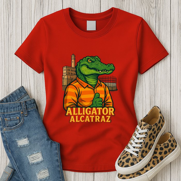 Funny Thumbs Up Alligator Alcatraz Womens T-Shirt