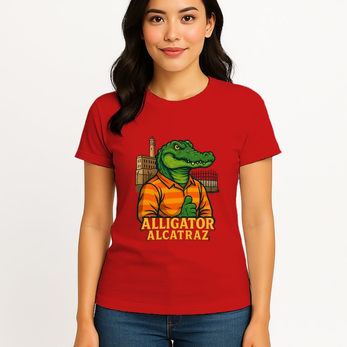 Funny Thumbs Up Alligator Alcatraz Womens T-Shirt