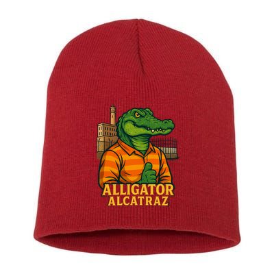 Funny Thumbs Up Alligator Alcatraz Short Acrylic Beanie