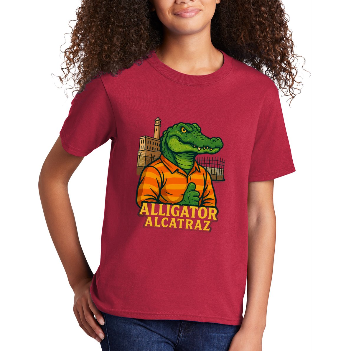 Funny Thumbs Up Alligator Alcatraz Kids T-Shirt