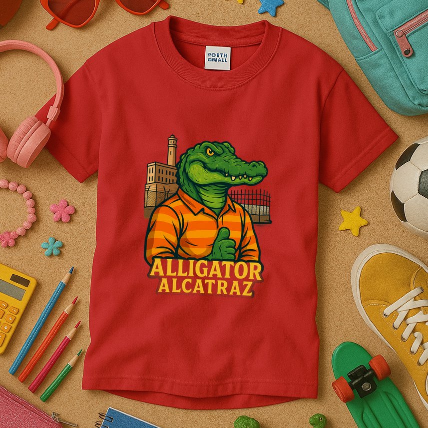 Funny Thumbs Up Alligator Alcatraz Kids T-Shirt