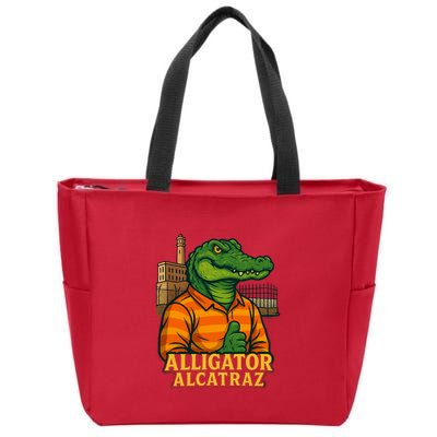 Funny Thumbs Up Alligator Alcatraz Zip Tote Bag