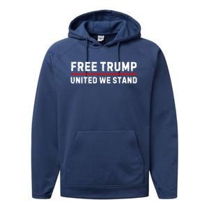 Free Trump United We Stand Support Trump 2024 Funny Gift Performance Fleece Hoodie