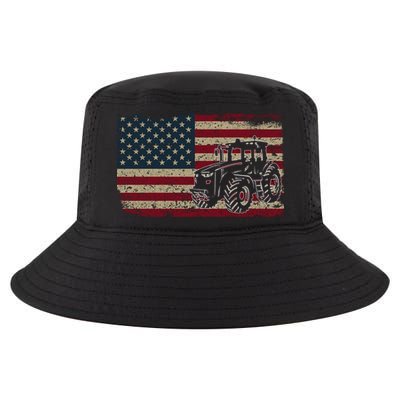 Farm Tractors Usa Flag Patriotic Farming Gift Cool Comfort Performance Bucket Hat