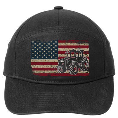 Farm Tractors Usa Flag Patriotic Farming Gift 7-Panel Snapback Hat
