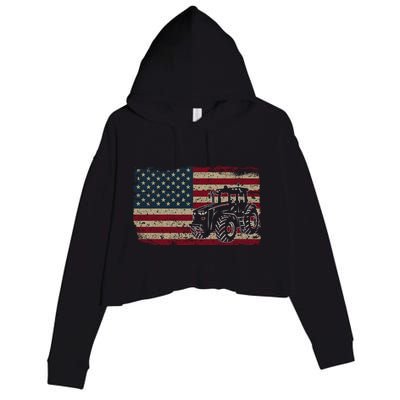 Farm Tractors Usa Flag Patriotic Farming Gift Crop Fleece Hoodie