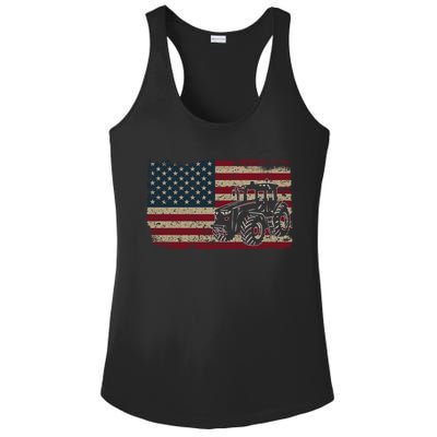 Farm Tractors Usa Flag Patriotic Farming Gift Ladies PosiCharge Competitor Racerback Tank