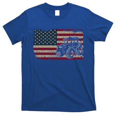 Farm Tractors Usa Flag Patriotic Farming Gift T-Shirt