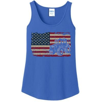 Farm Tractors Usa Flag Patriotic Farming Gift Ladies Essential Tank