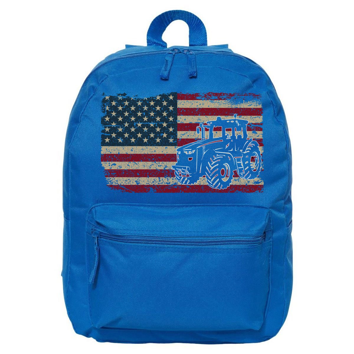 Farm Tractors Usa Flag Patriotic Farming Gift 16 in Basic Backpack