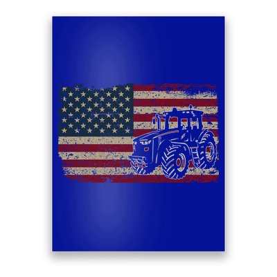 Farm Tractors Usa Flag Patriotic Farming Gift Poster