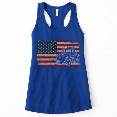 Farm Tractors Usa Flag Patriotic Farming Gift Womens Tank Top