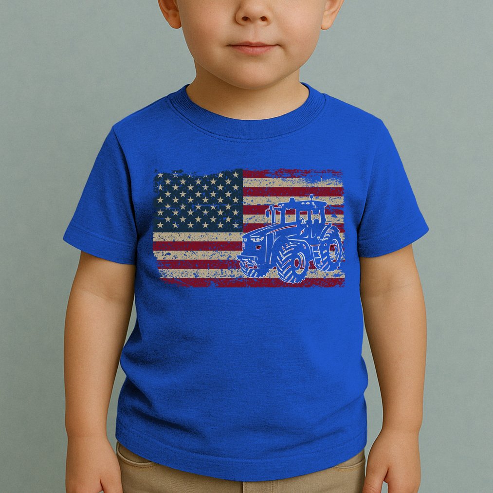 Farm Tractors Usa Flag Patriotic Farming Gift Toddler T-Shirt