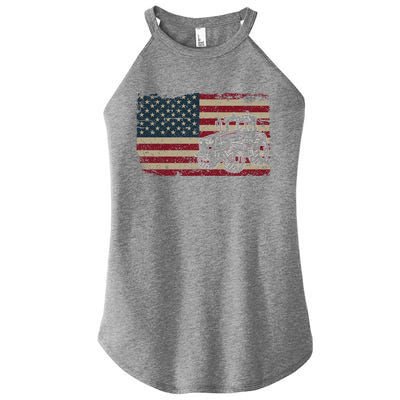 Farm Tractors Usa Flag Patriotic Farming Gift Women's Perfect Tri Rocker Tank