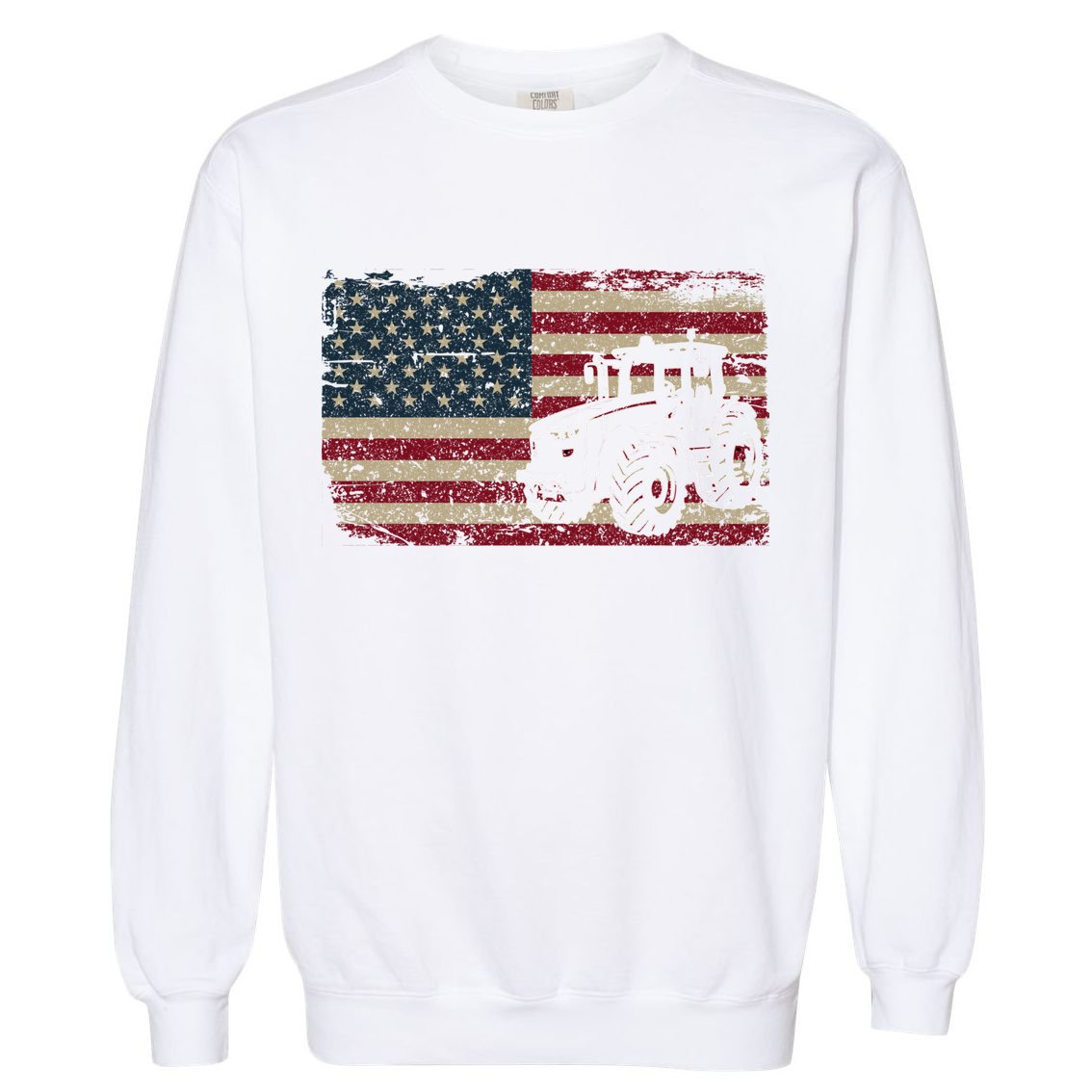 Farm Tractors Usa Flag Patriotic Farming Gift Garment-Dyed Sweatshirt