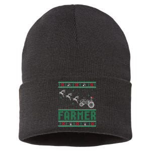 Farmer Tractors Ugly Christmas Xmas Sweater Sustainable Knit Beanie