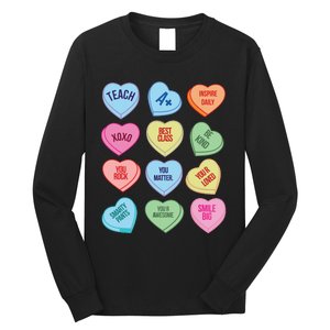 Funny Teacher Valentines Day Teach Heart Candy Long Sleeve Shirt