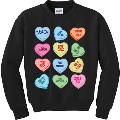 Funny Teacher Valentines Day Teach Heart Candy Kids Sweatshirt