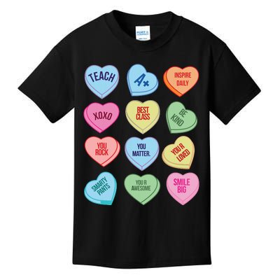 Funny Teacher Valentines Day Teach Heart Candy Kids T-Shirt