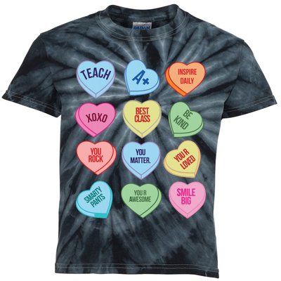 Funny Teacher Valentines Day Teach Heart Candy Kids Tie-Dye T-Shirt