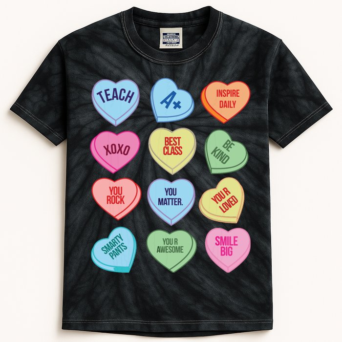 Funny Teacher Valentines Day Teach Heart Candy Kids Tie-Dye T-Shirt