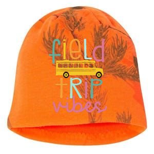 Field Trip Vibes Field Day Teacher Student School Funny Bus Kati - Camo Knit Beanie