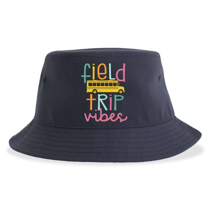 Field Trip Vibes Field Day Teacher Student School Funny Bus Sustainable Bucket Hat