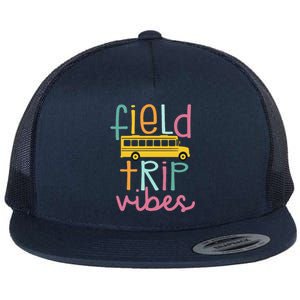 Field Trip Vibes Field Day Teacher Student School Funny Bus Flat Bill Trucker Hat