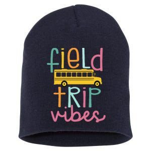 Field Trip Vibes Field Day Teacher Student School Funny Bus Short Acrylic Beanie