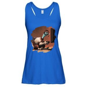 Funny Turkey Video Game Gamer Thanksgiving Turkey Gift Ladies Essential Flowy Tank