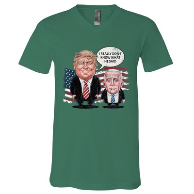 Funny Trump Vs Biden I Really DonT Know What He Said V-Neck T-Shirt