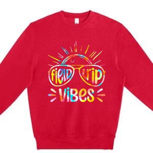 Field Trip Vibes Sunglasses Tie Dye Field Day Teachers Premium Crewneck Sweatshirt